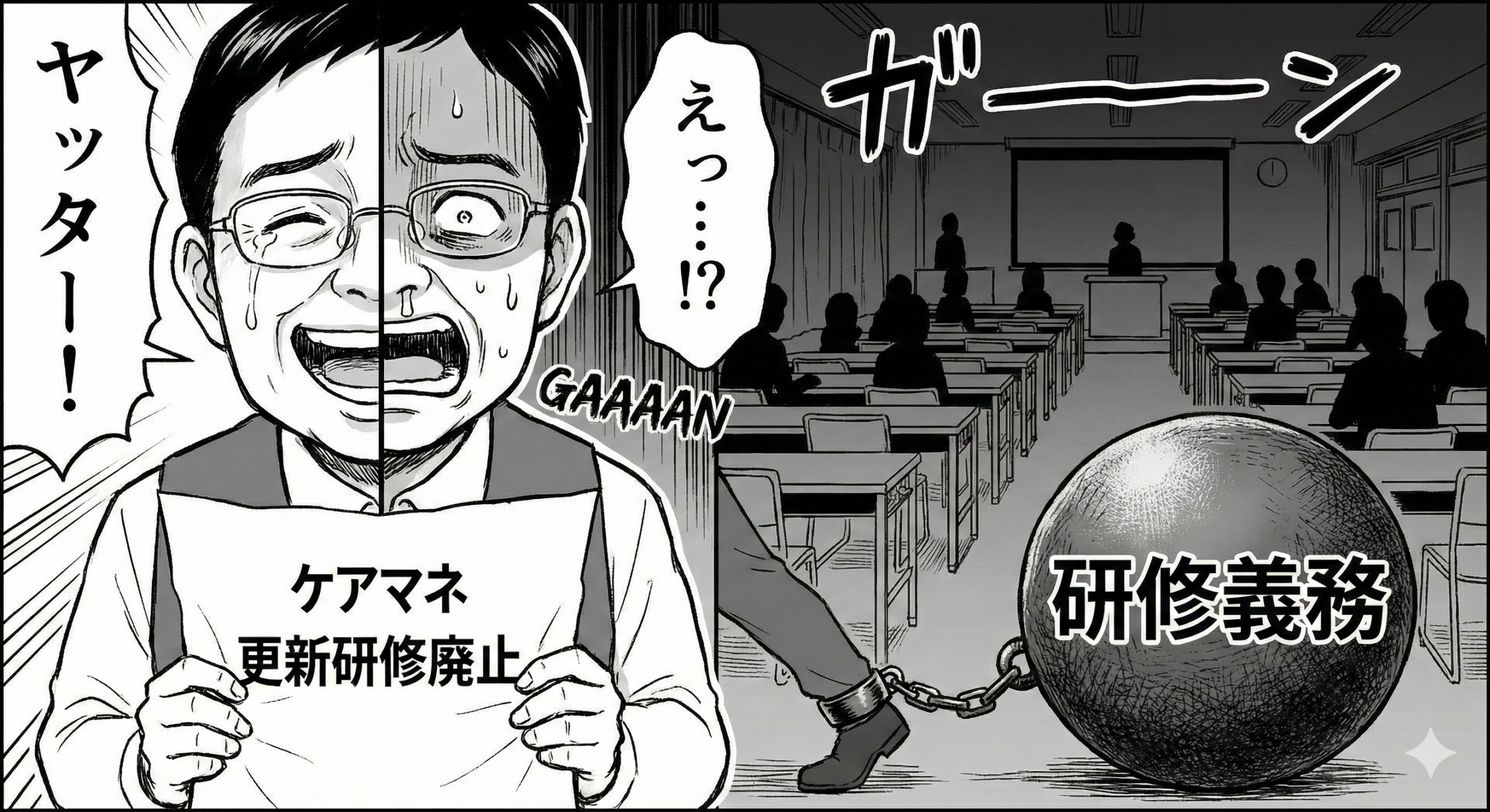 ケアマネ更新研修廃止と思ったら研修義務にがっかりするケアマネの画像