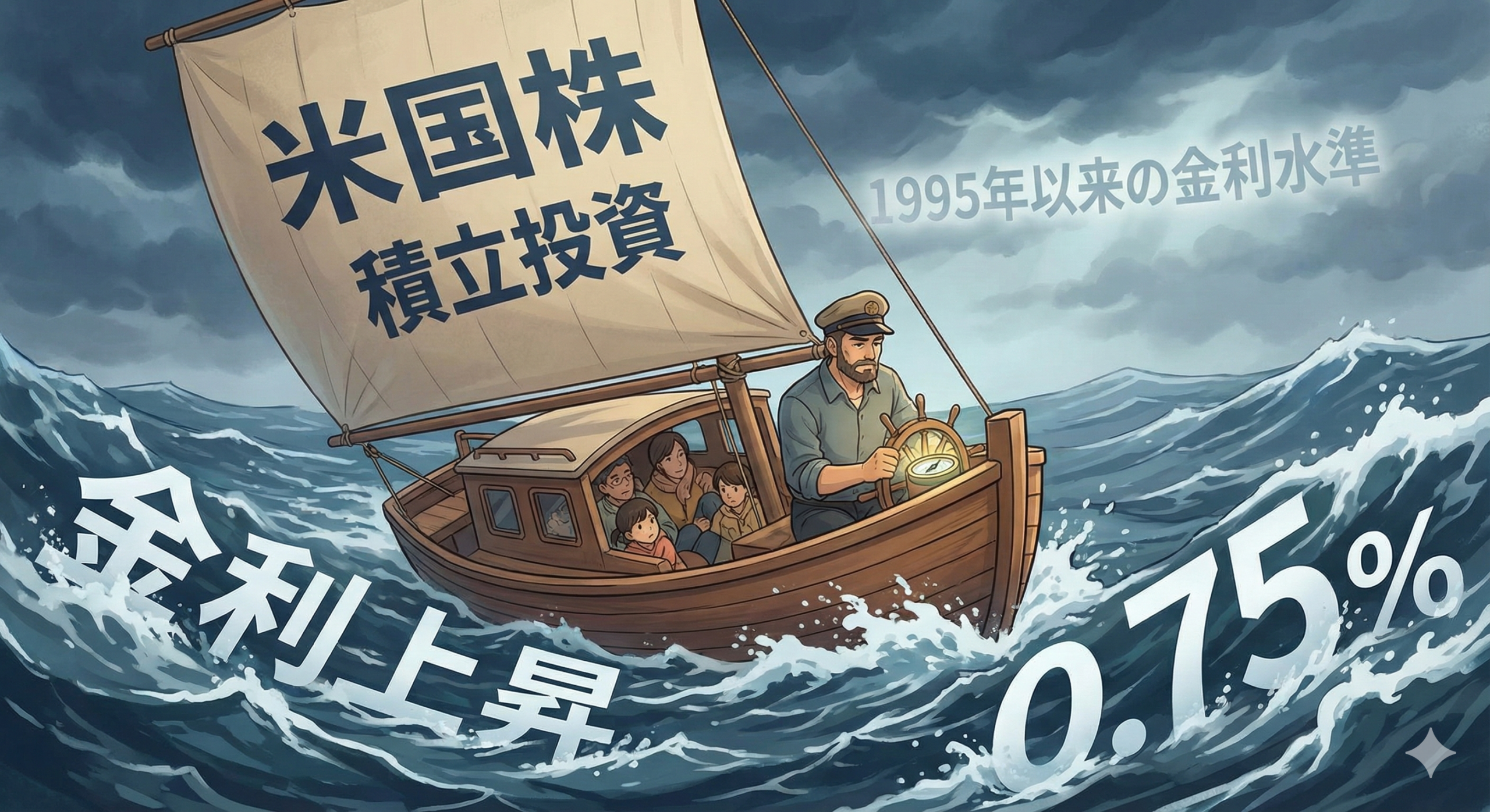 日銀の利上げ（0.75%）に立ち向かう投資家のイメージ